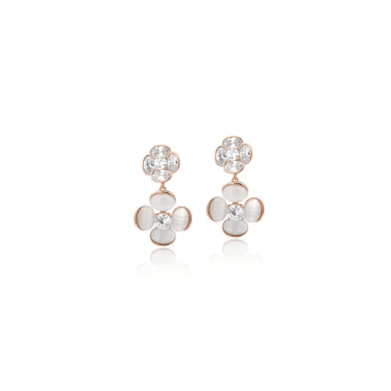 Flower Simulated Moonstone Earrings