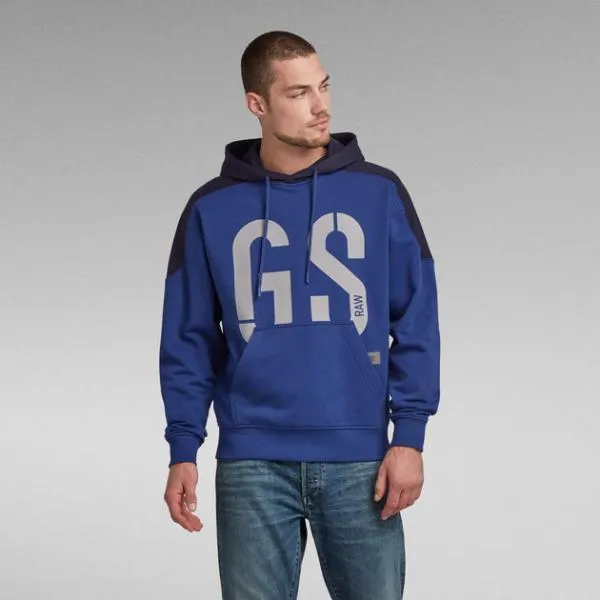 G-STAR INC - Men - 89 Logo Block Pullover Hoodie - Lightning Blue