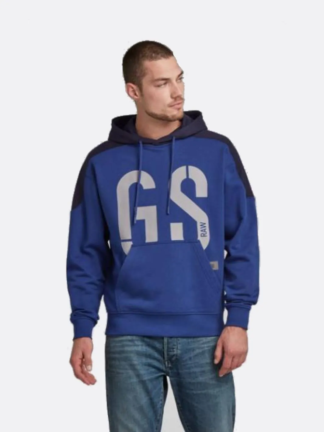 G-STAR INC - Men - 89 Logo Block Pullover Hoodie - Lightning Blue