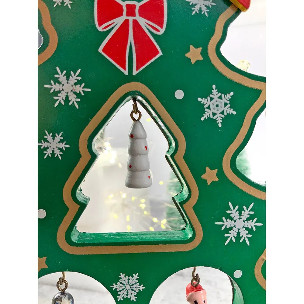 Green DIY Wooden Christmas Tree with LED Light, Christmas Table Décor