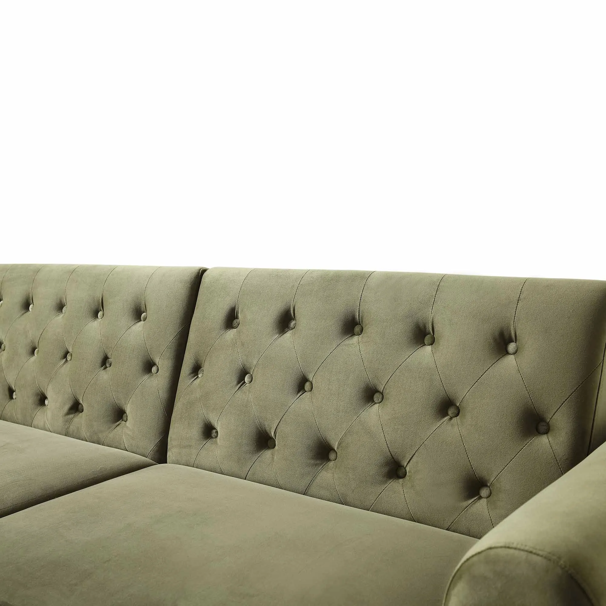 Hanney 3-Seater Chesterfield Sofabed in Moss Green Velvet