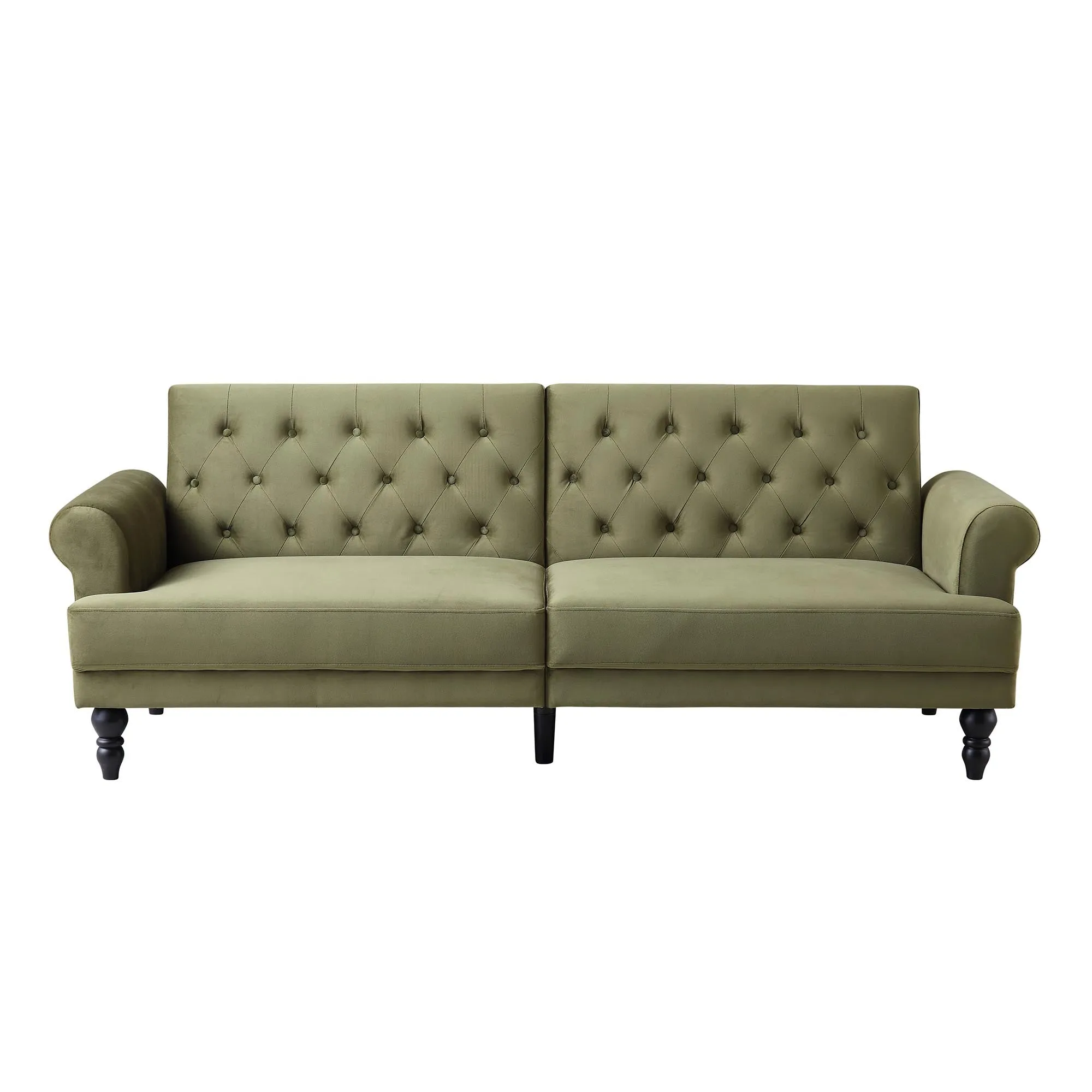 Hanney 3-Seater Chesterfield Sofabed in Moss Green Velvet