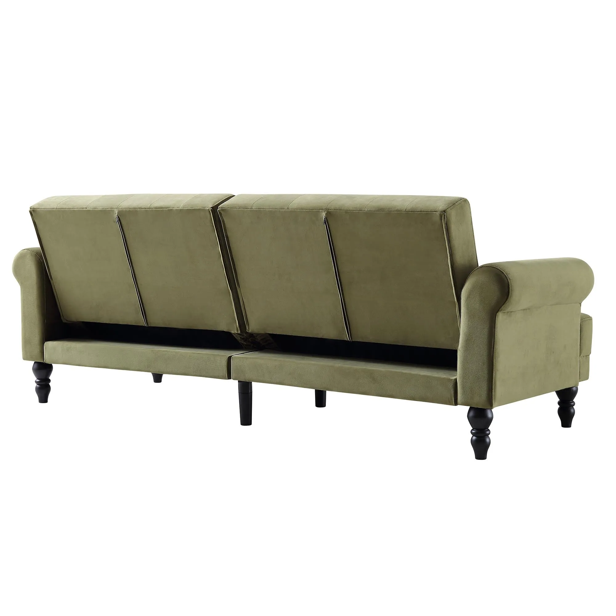 Hanney 3-Seater Chesterfield Sofabed in Moss Green Velvet