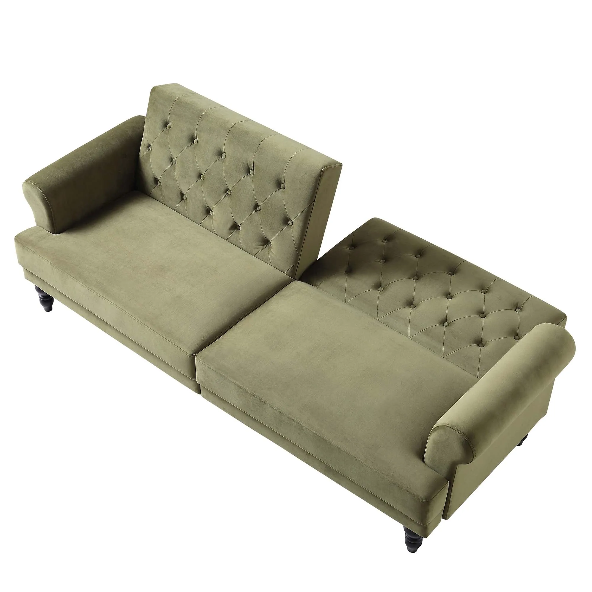 Hanney 3-Seater Chesterfield Sofabed in Moss Green Velvet