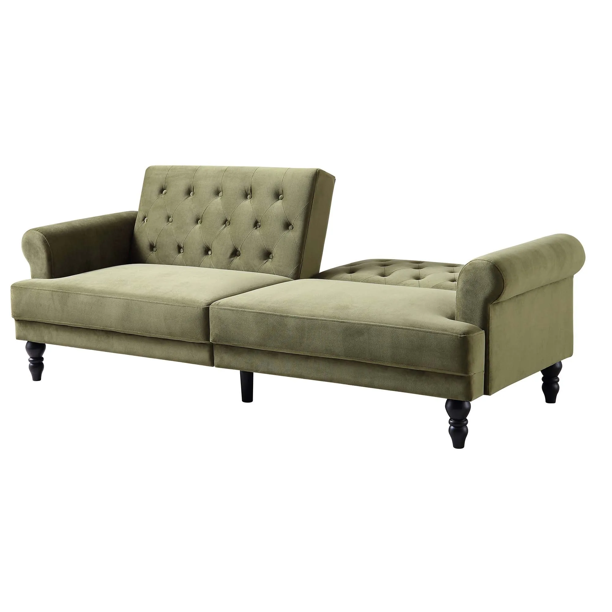 Hanney 3-Seater Chesterfield Sofabed in Moss Green Velvet