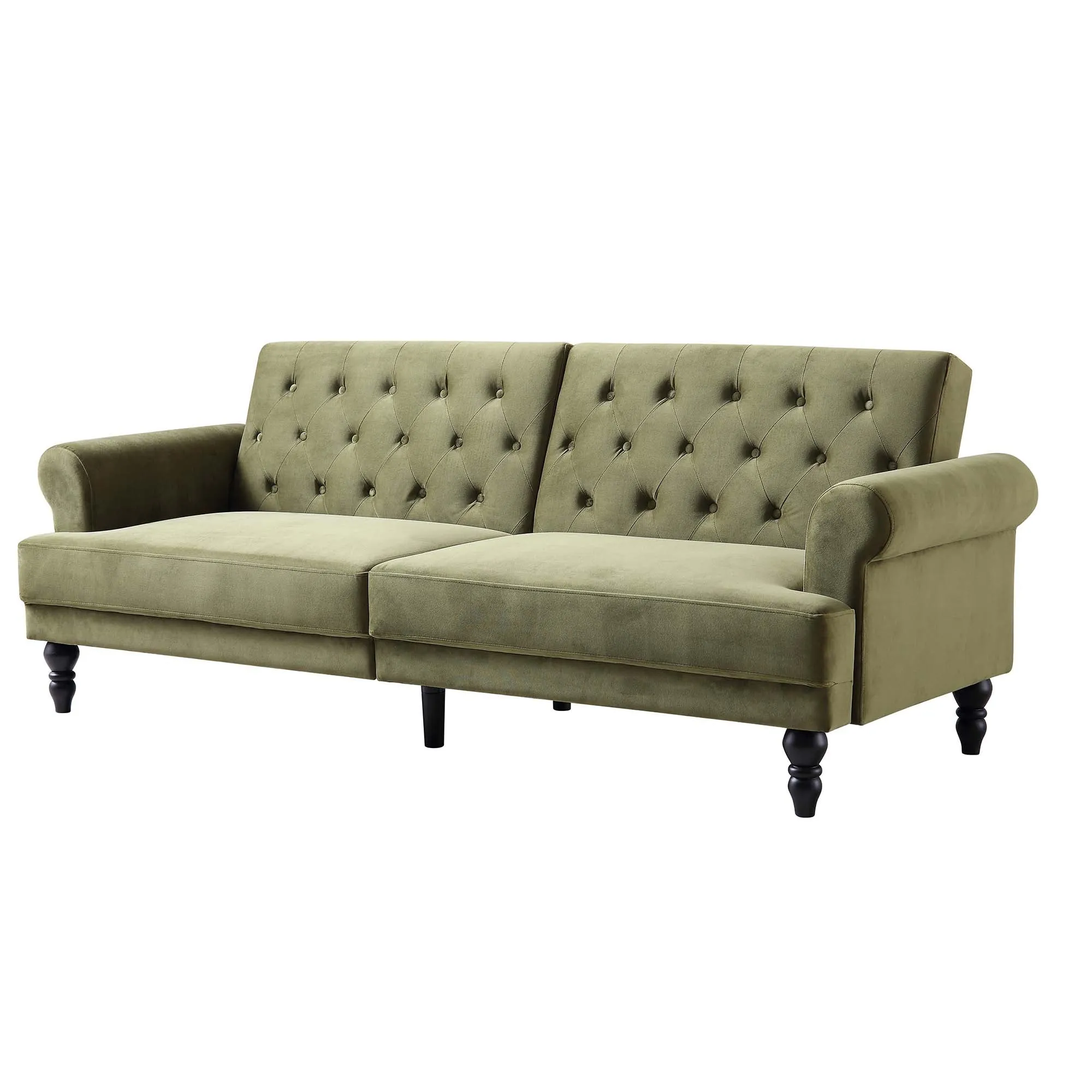 Hanney 3-Seater Chesterfield Sofabed in Moss Green Velvet