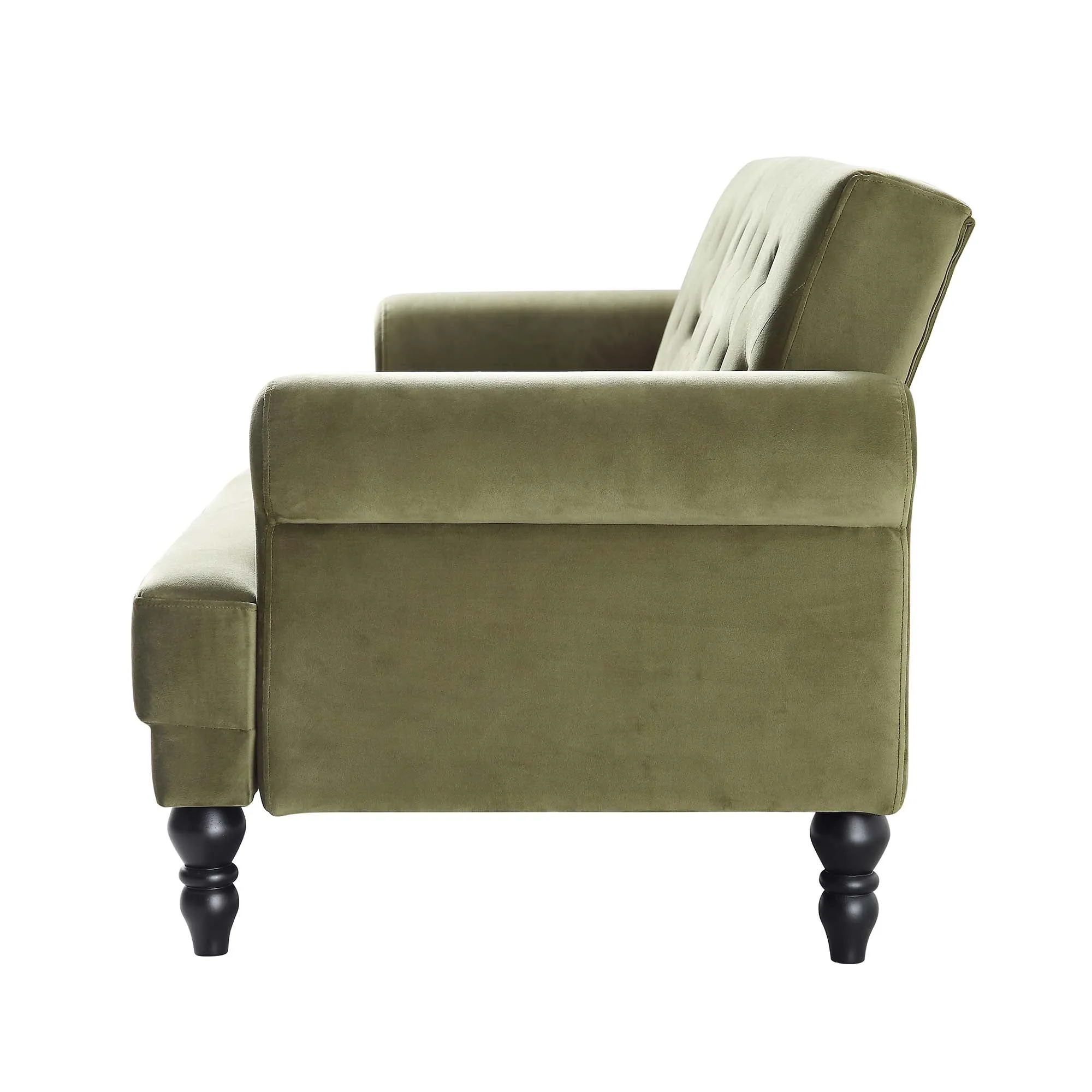 Hanney 3-Seater Chesterfield Sofabed in Moss Green Velvet