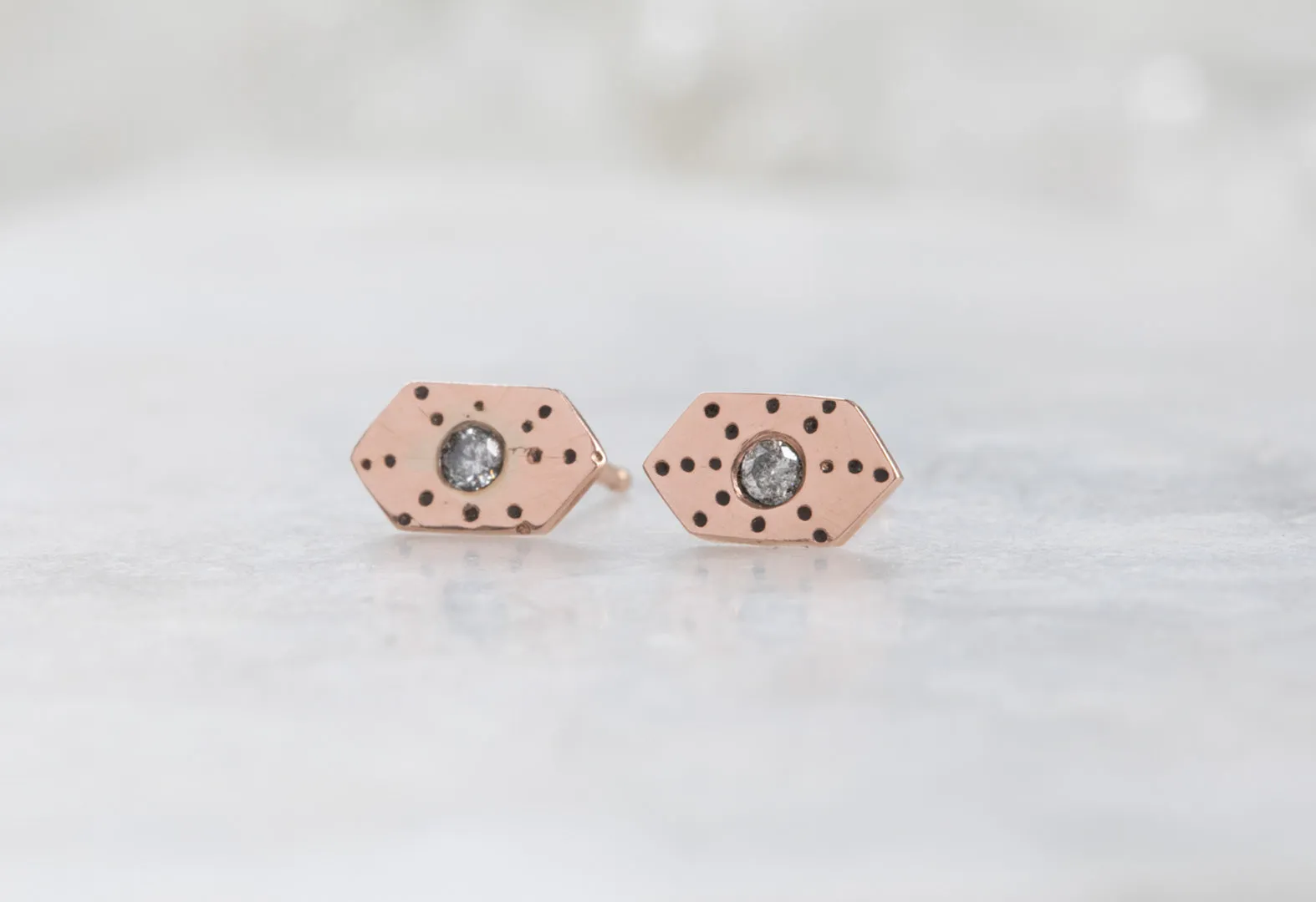 Hexagon Stardust Stud Earrings