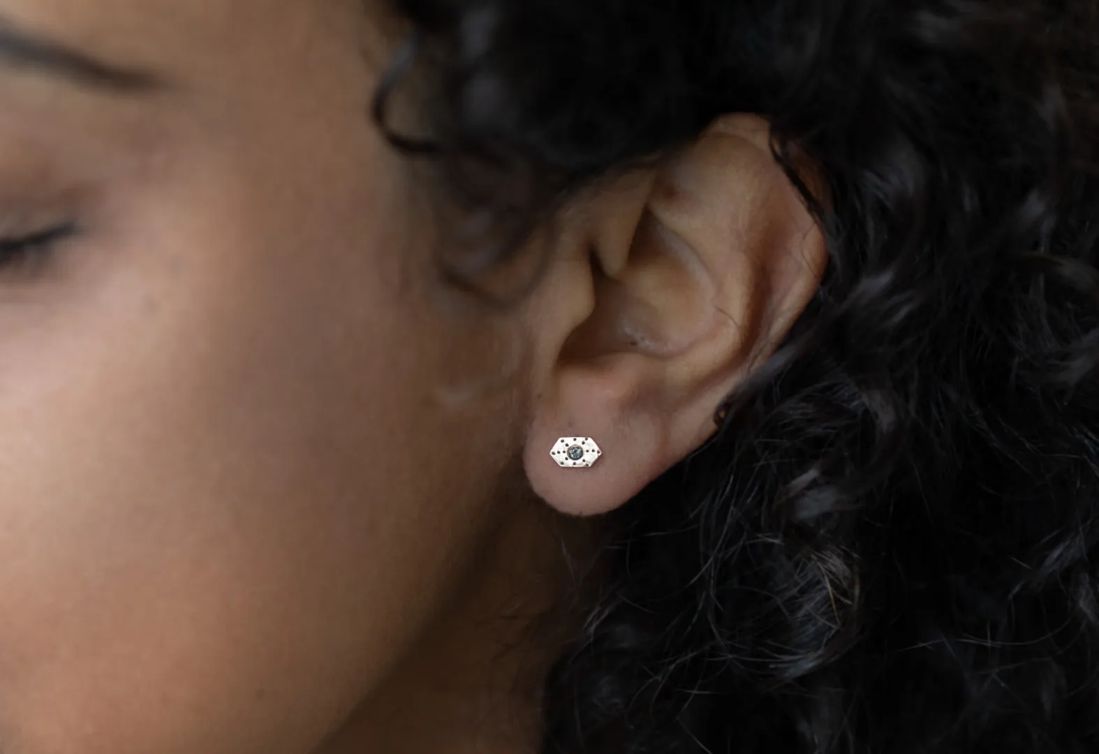 Hexagon Stardust Stud Earrings