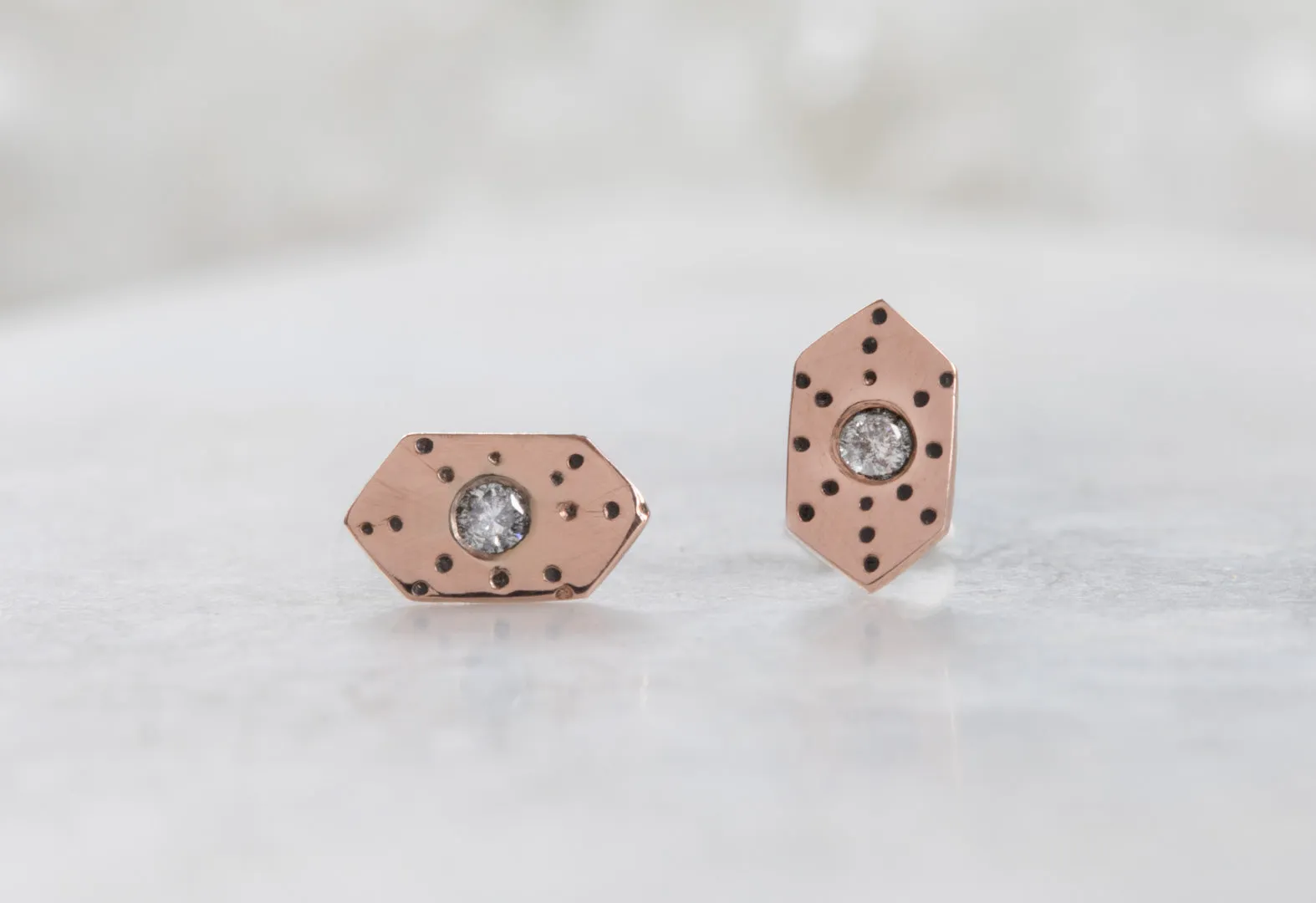 Hexagon Stardust Stud Earrings