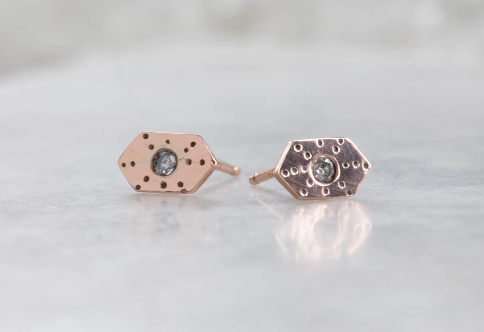 Hexagon Stardust Stud Earrings