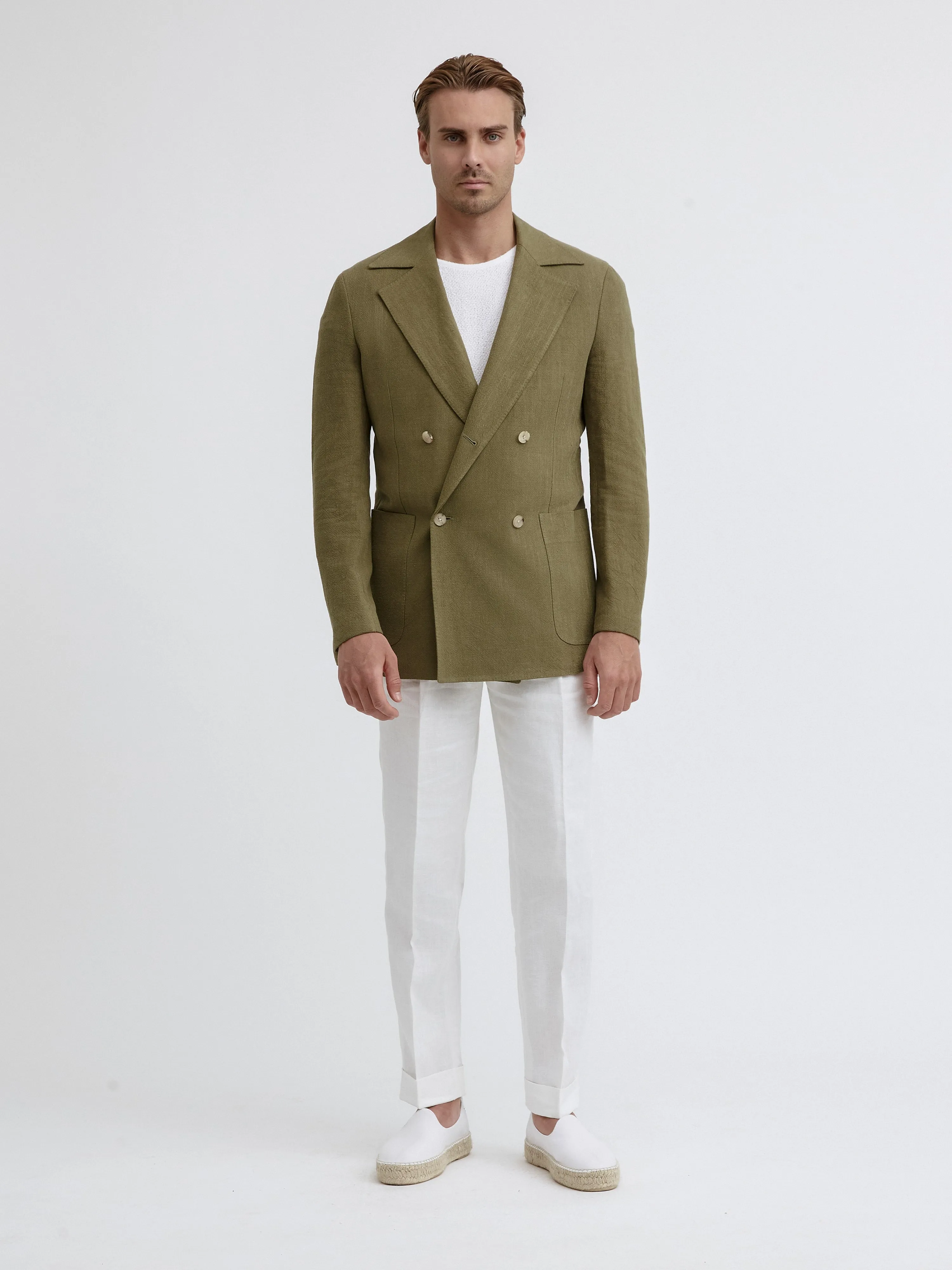 Khaki Stonewashed Linen Jacket