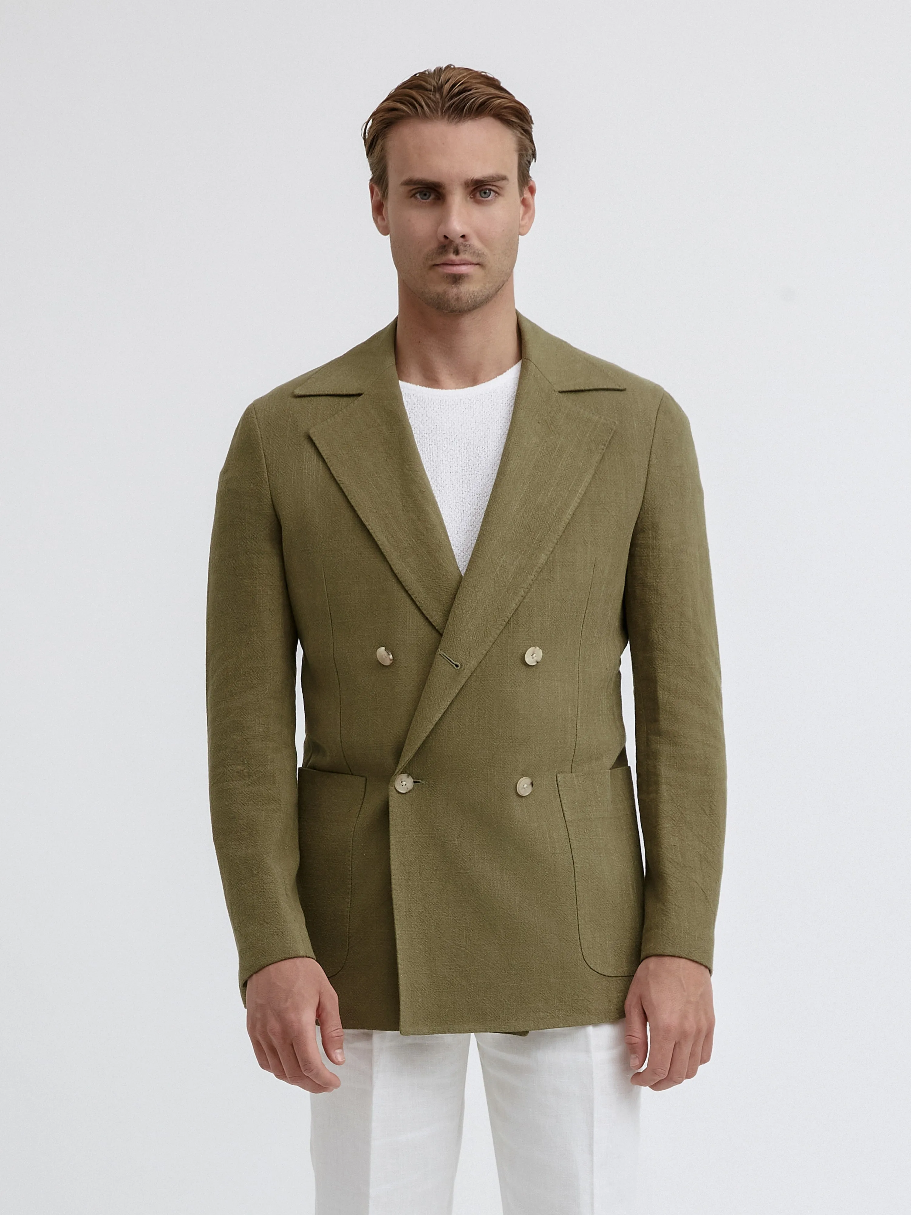 Khaki Stonewashed Linen Jacket