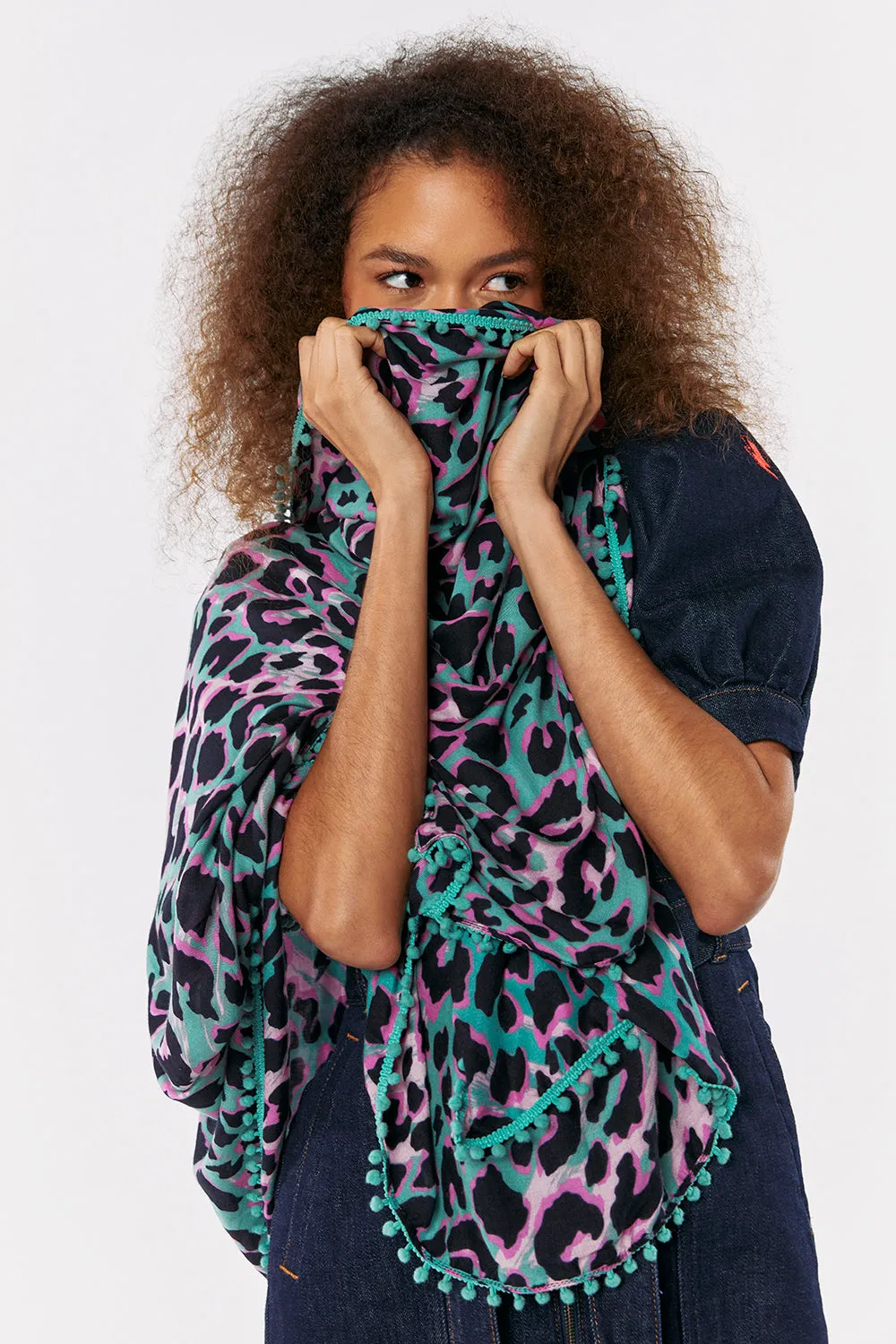 Khaki with Pink and Black Shadow Leopard Charity Super Scarf