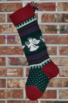 Large Knit Personalizable Wool Christmas Stocking - Angels