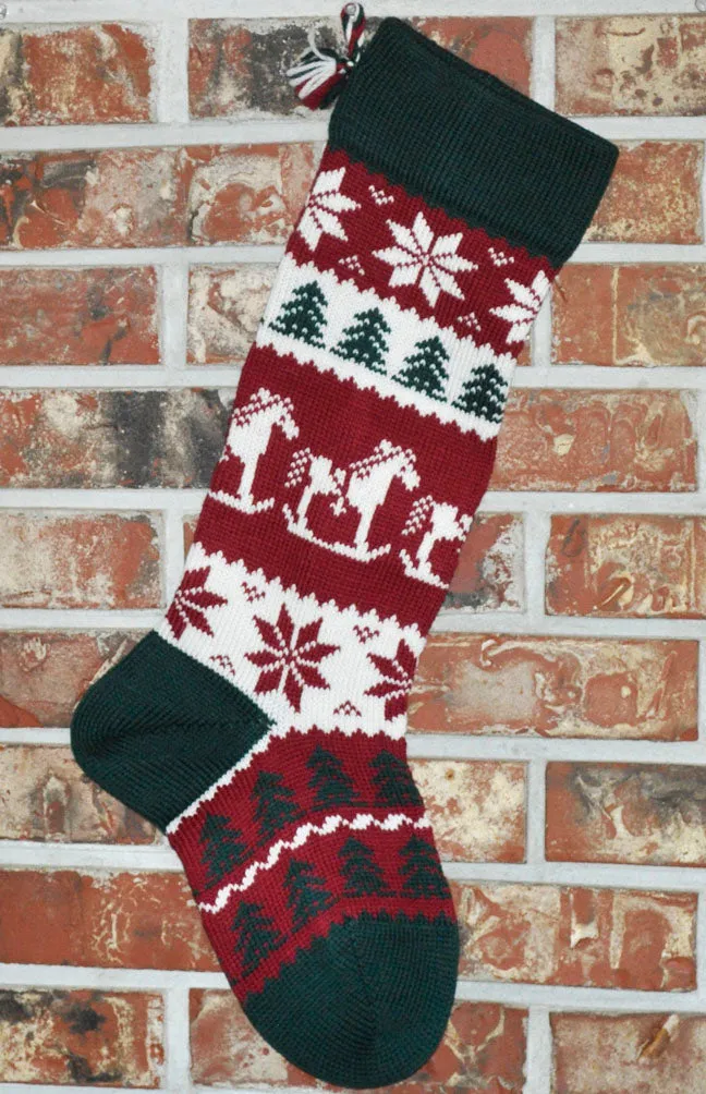 Large Knit Personalizable Wool Christmas Stockings - Matching Christmas Stockings With or Without Angora Trim