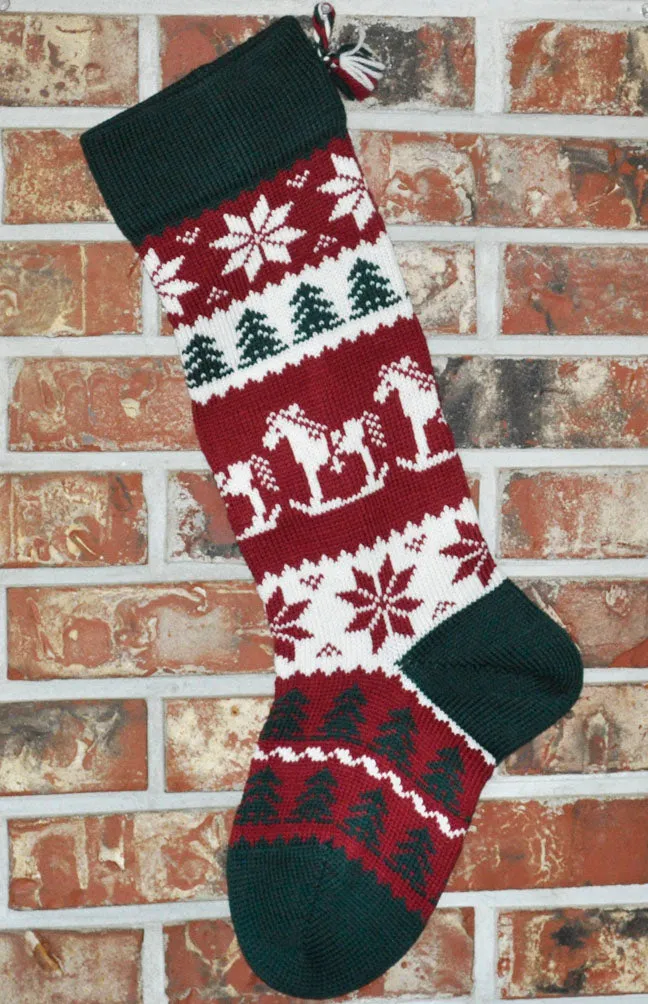 Large Knit Personalizable Wool Christmas Stockings - Matching Christmas Stockings With or Without Angora Trim