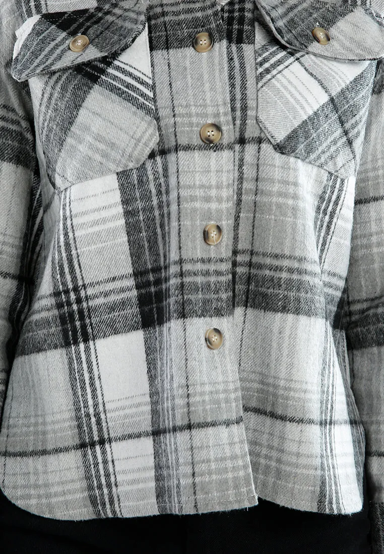 Long Sleeves Flannel Check Shacket