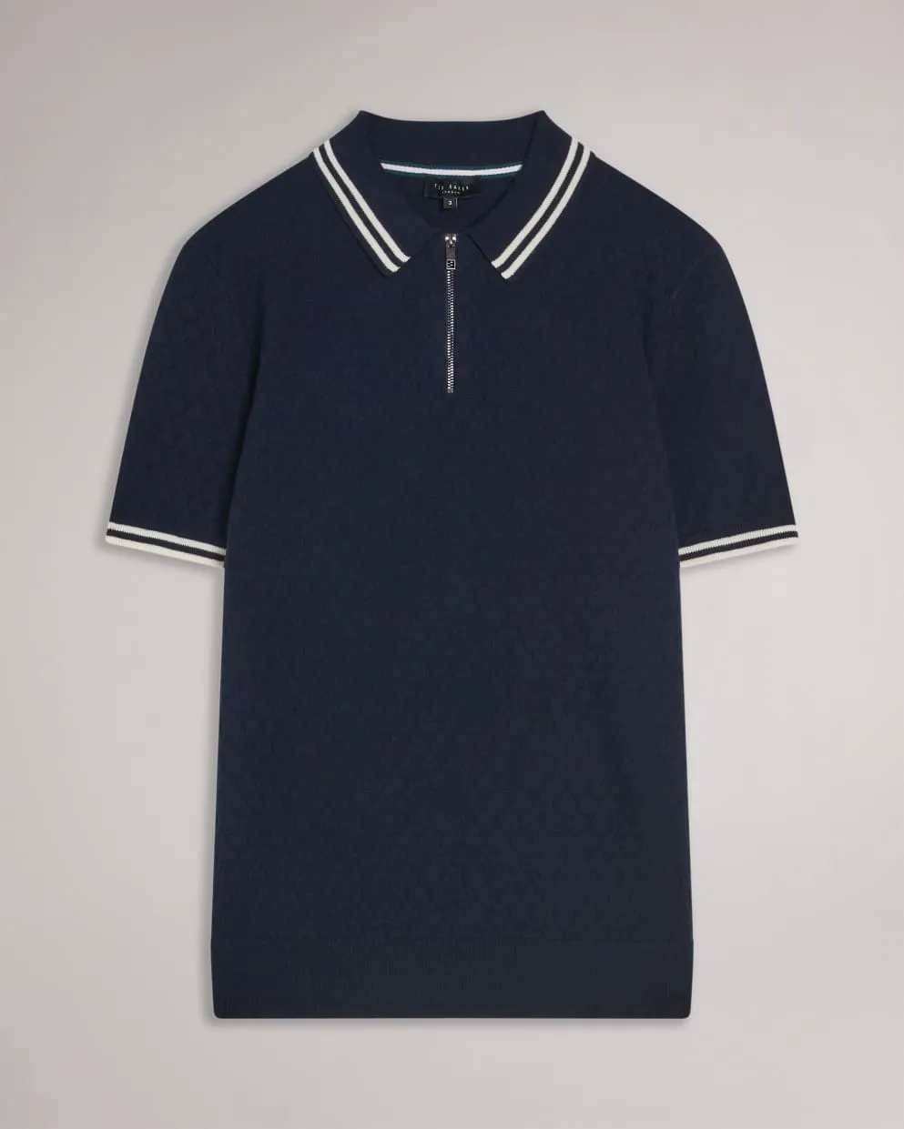 Mahani Short Sleeve T Textured Polo Shirt Navy