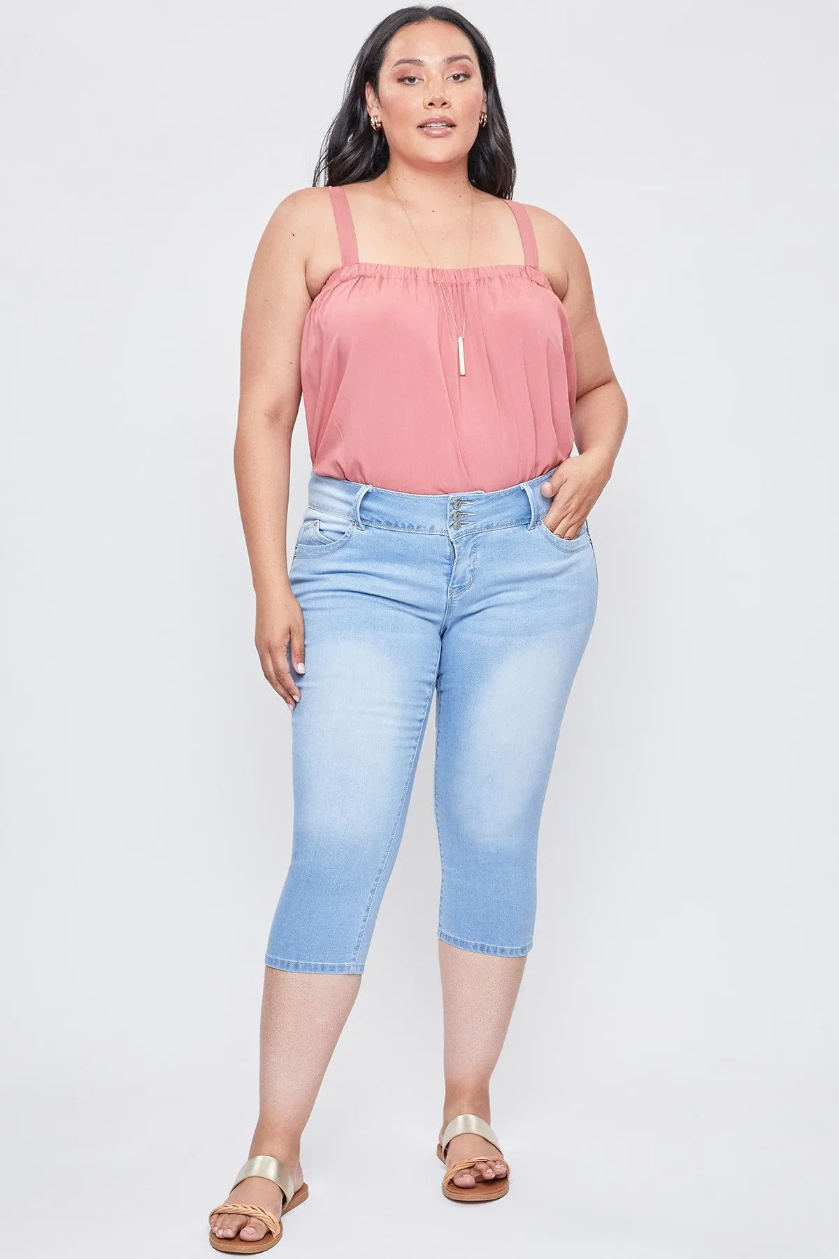 Missy Plus Size Wannabettabutt 3-Button Capri Made With Recycled Fibers Pack Of 12