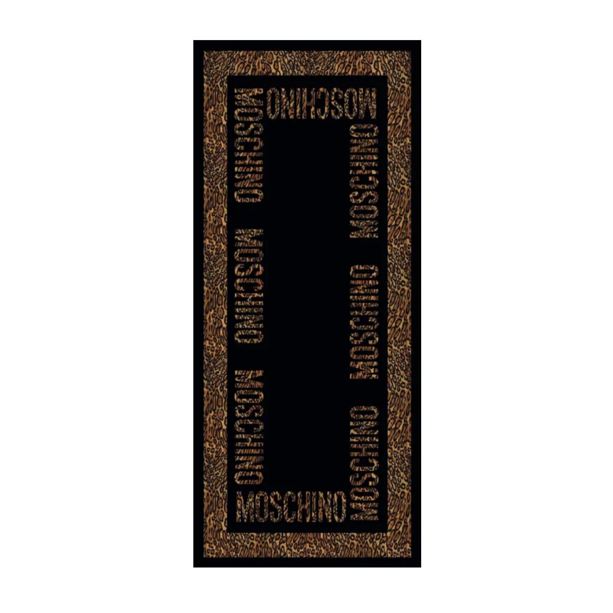 Moschino Scarf Black Logo Leopard Design - Large Wool Silk Shawl SALE