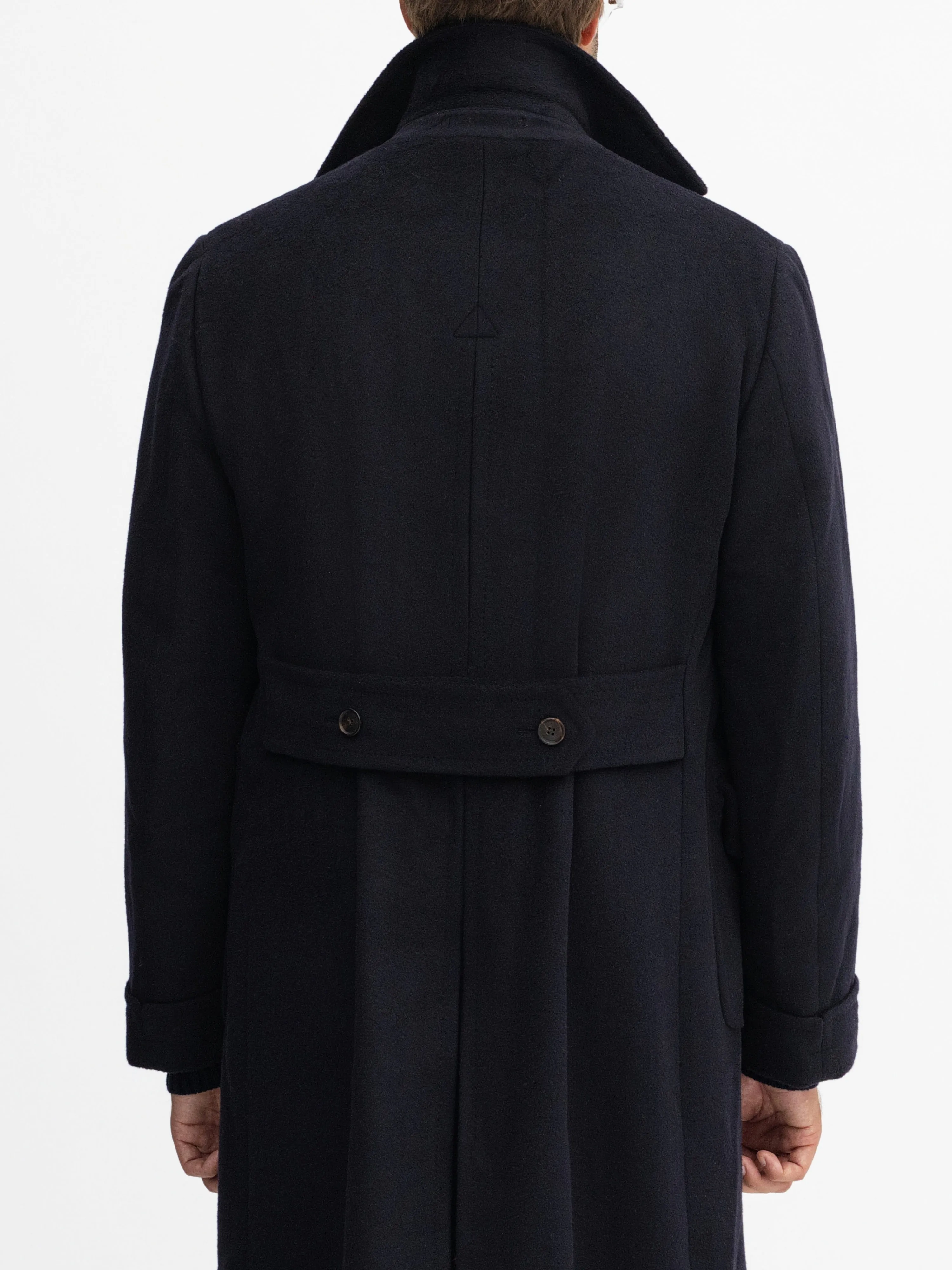 Navy Virgin Wool Polo Coat