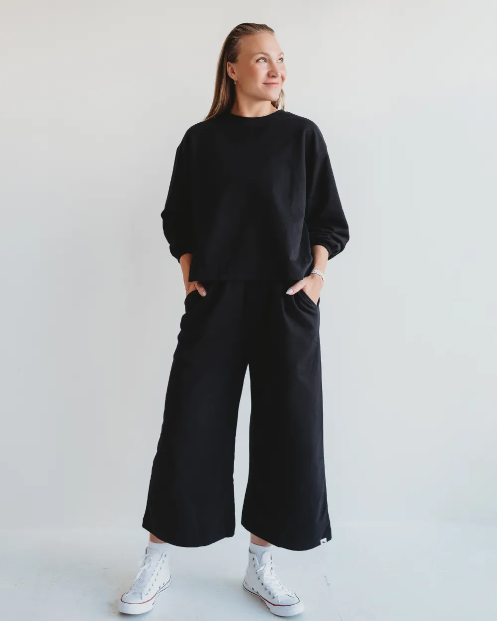 Noor Wide Leg Black Trousers