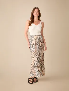 Petite Leopard Print Bias Cut Maxi Skirt