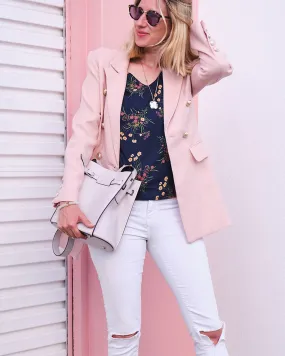 Princess Polina Textured Weave Blazer - Blush