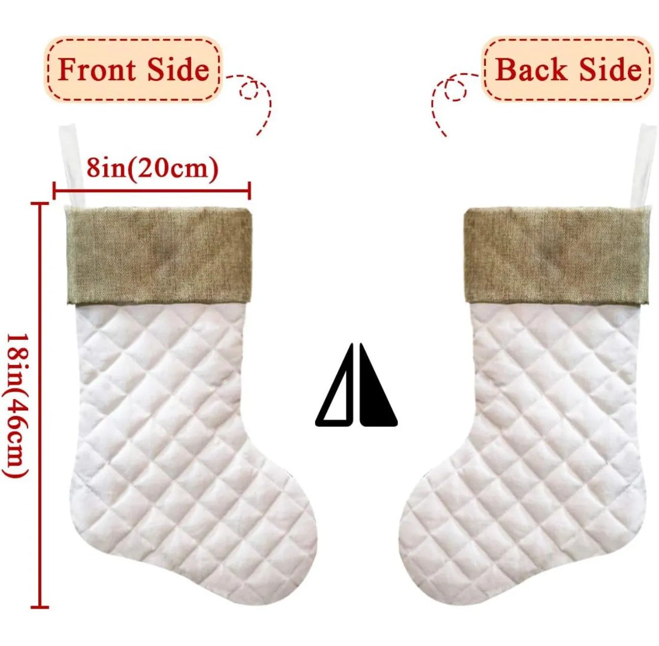 Quilted Christmas Stockings - Burlap & Cream