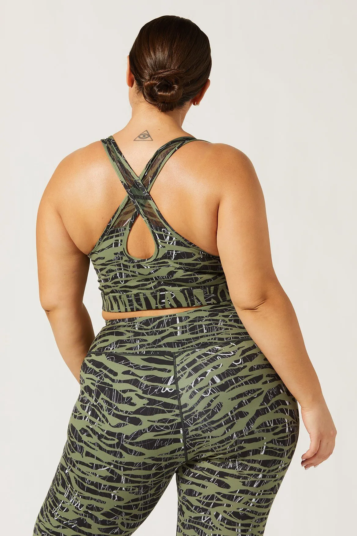 Rebel Cross Back Bra Downtown Zebra Olive