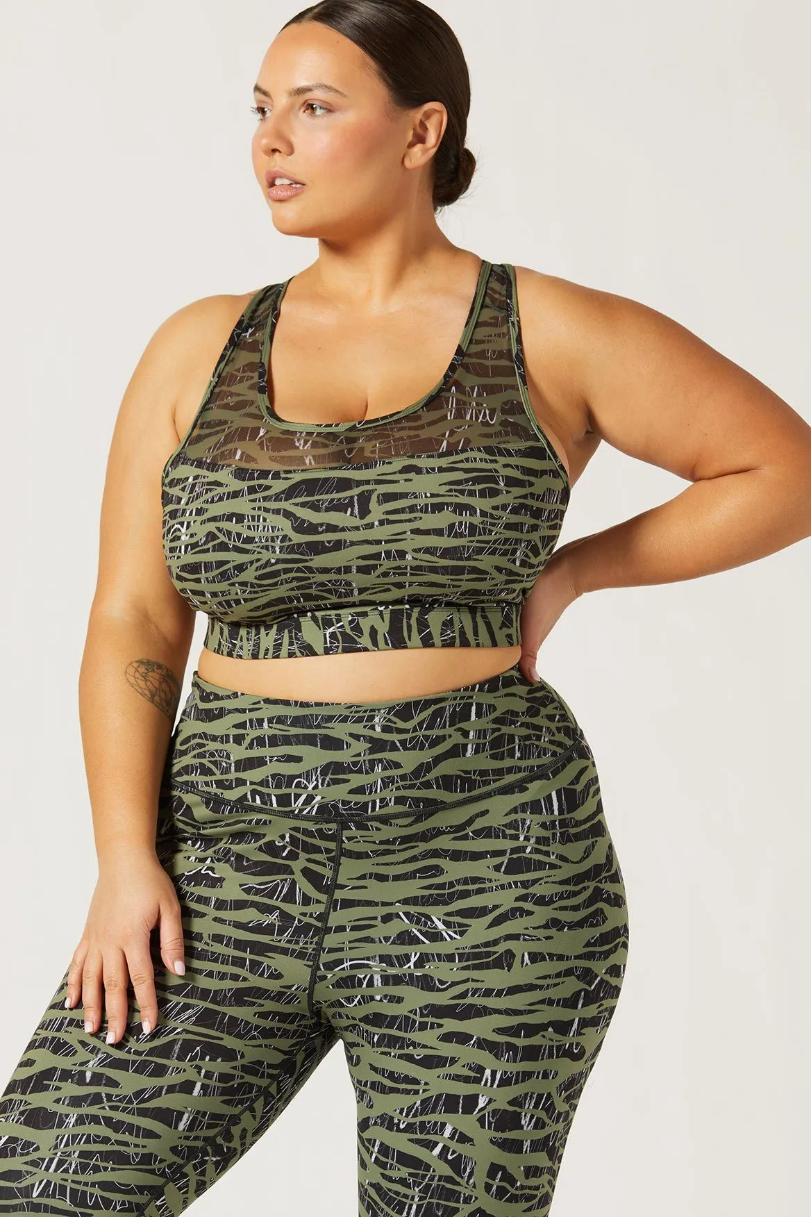 Rebel Cross Back Bra Downtown Zebra Olive