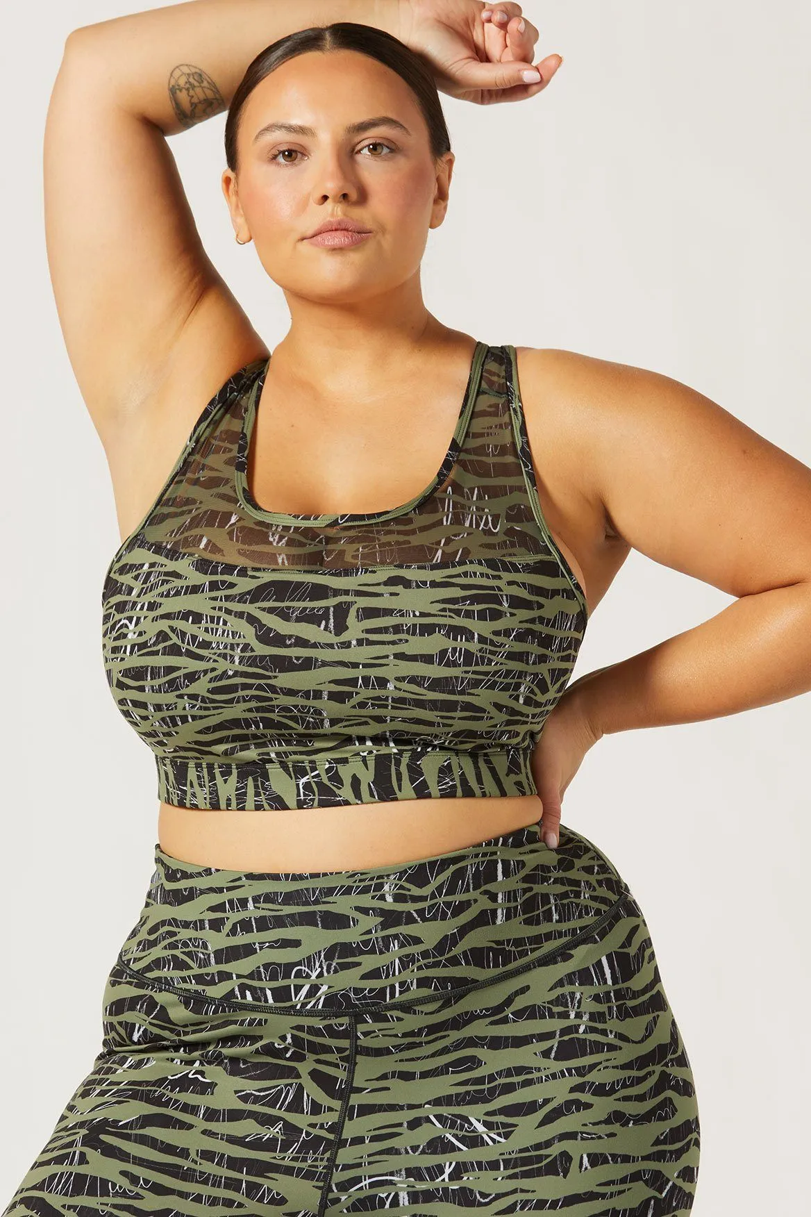 Rebel Cross Back Bra Downtown Zebra Olive