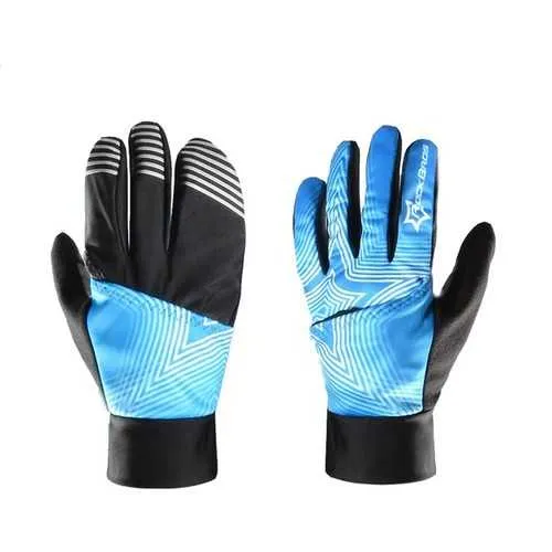 ROCKBROS Winter Waterproof Full Finger Touch Scree Cycling Gloves with Rain Cover Stripe Style Bicycle MTB Road Bike Sports Mittens