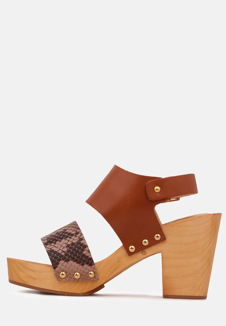 SAMARA Tan Printed Leather Strap Sandals