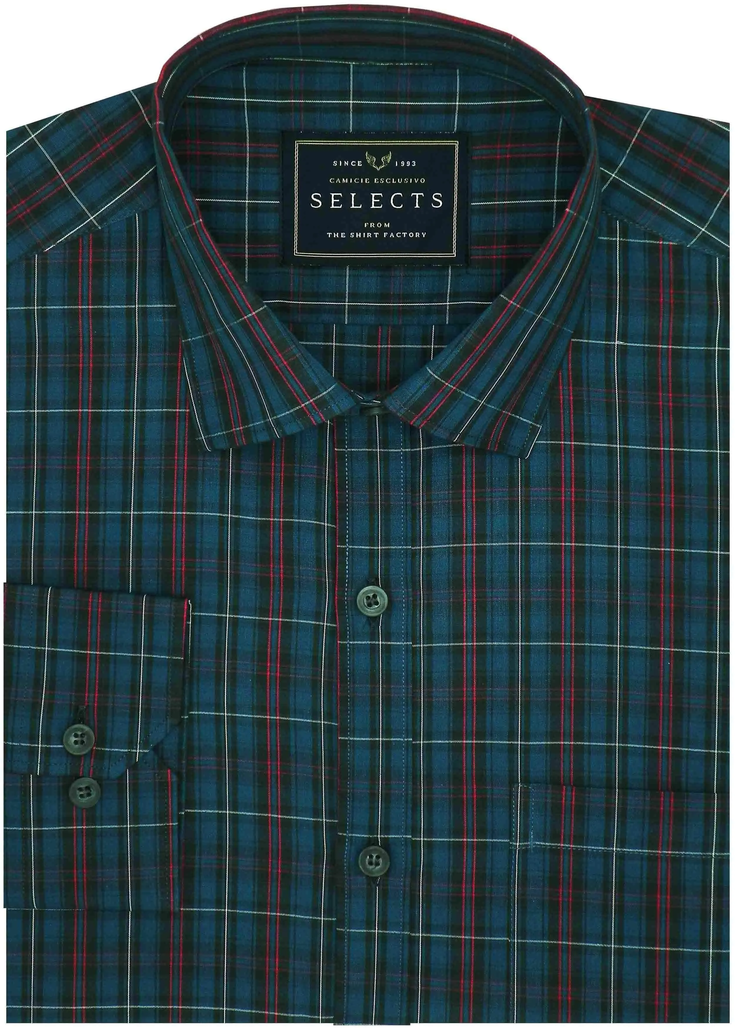 Selects Premium Cotton Check Shirt - Dark Blue (0716)