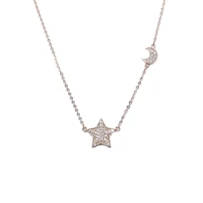 Star & Moon Cubic Zirconia Necklace