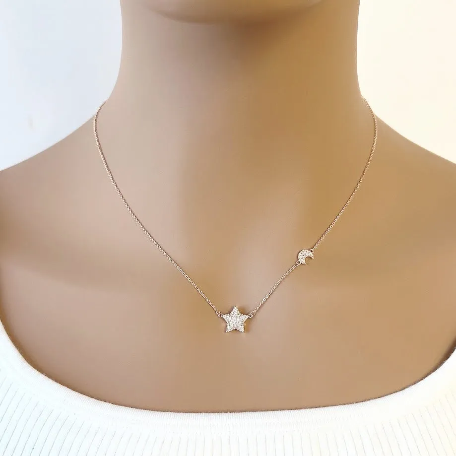 Star & Moon Cubic Zirconia Necklace