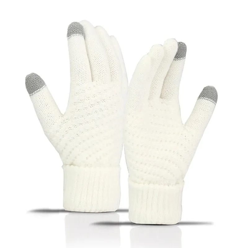 Winter Touch Screen Gloves Women Men Warm Stretch Knit Mittens Imitation Wool Full Finger Guantes Female Crochet Luvas Thicken