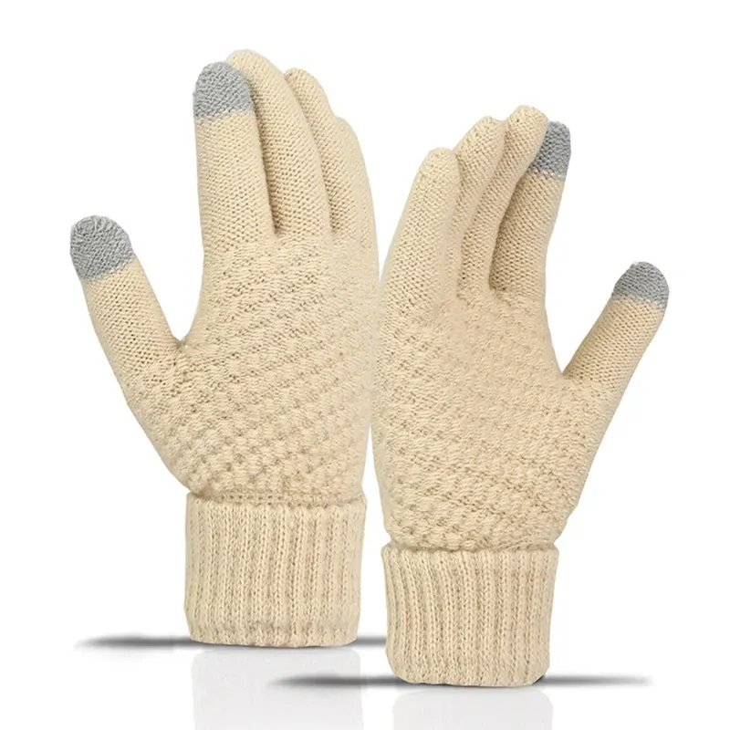 Winter Touch Screen Gloves Women Men Warm Stretch Knit Mittens Imitation Wool Full Finger Guantes Female Crochet Luvas Thicken