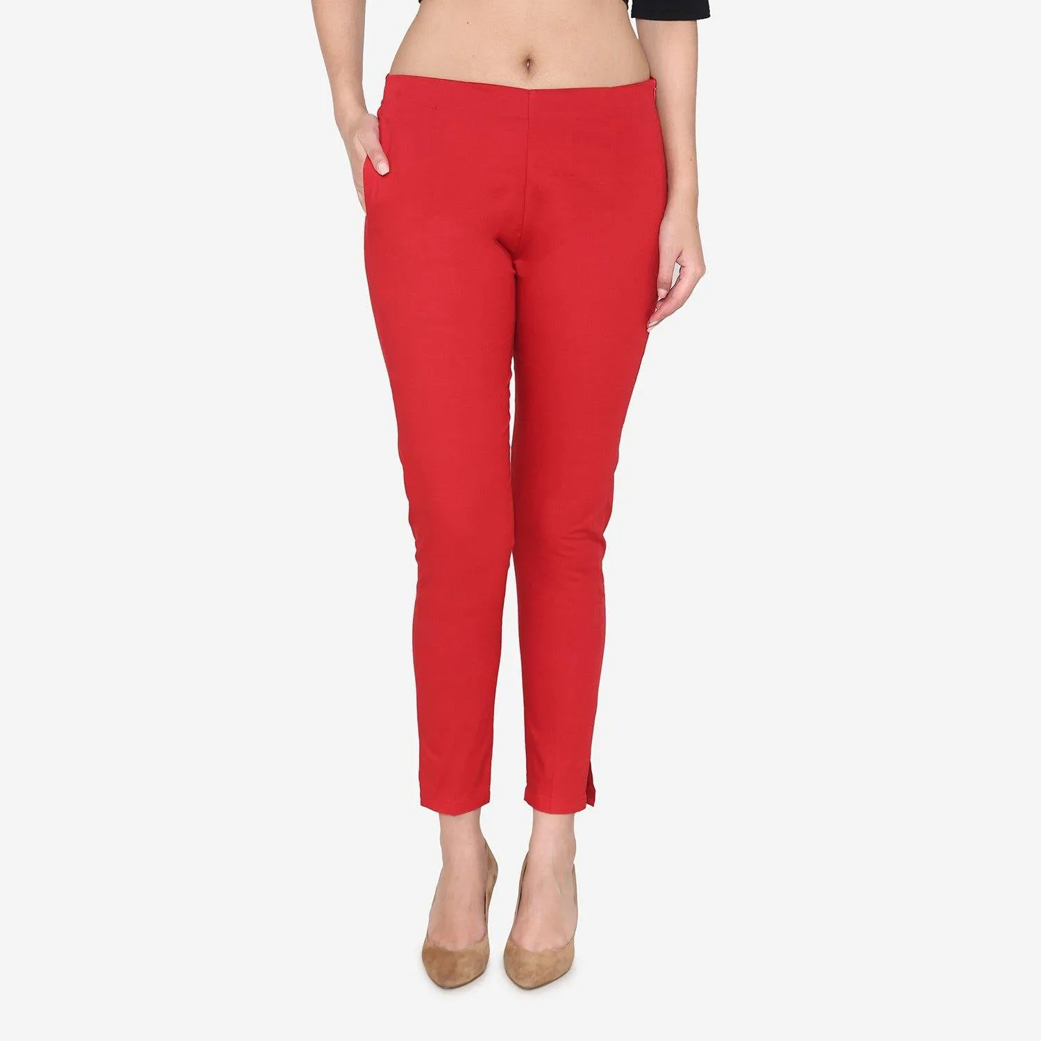 Women's Cotton Formal Trousers - True Red