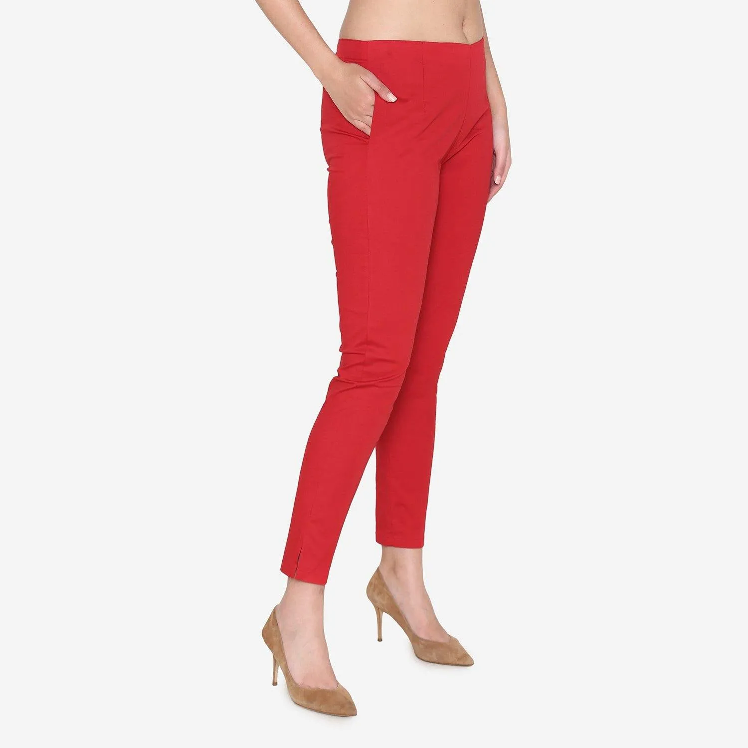 Women's Cotton Formal Trousers - True Red