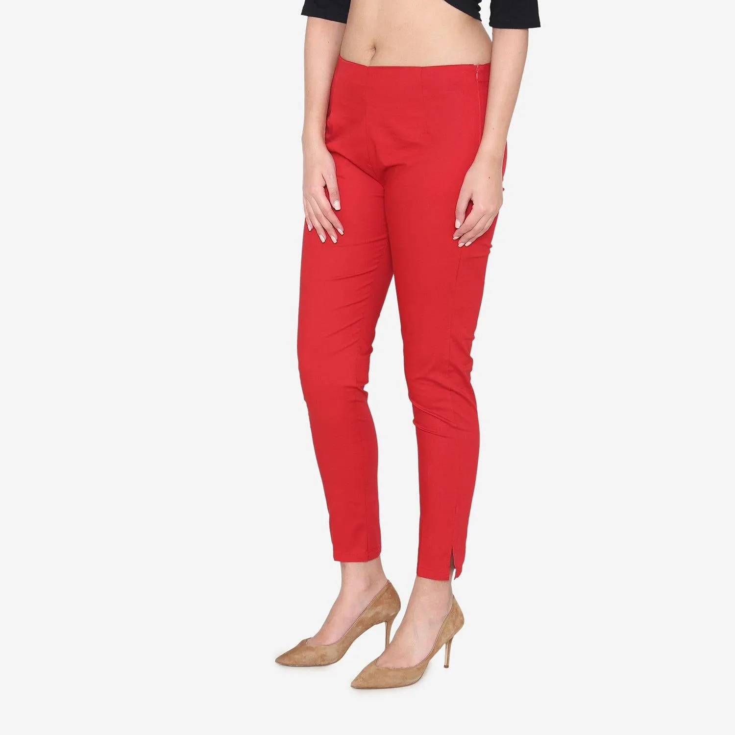 Women's Cotton Formal Trousers - True Red