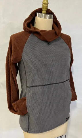 Women's Fleece Hoodie -  Gray w/ Brown sleeves and hood