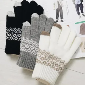 Wool Knitted Winter Gloves Women Men TouchScreen Warm Stretch Mittens Imitation Wool Full Finger Guantes Crochet Luvas Thicken