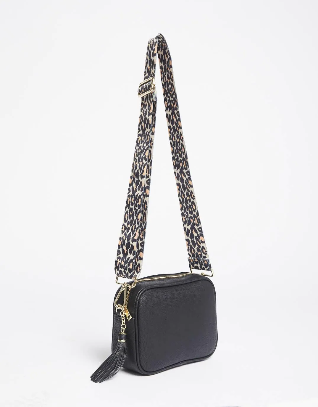 Zoe Crossbody Bag - Black & Tan Leopard