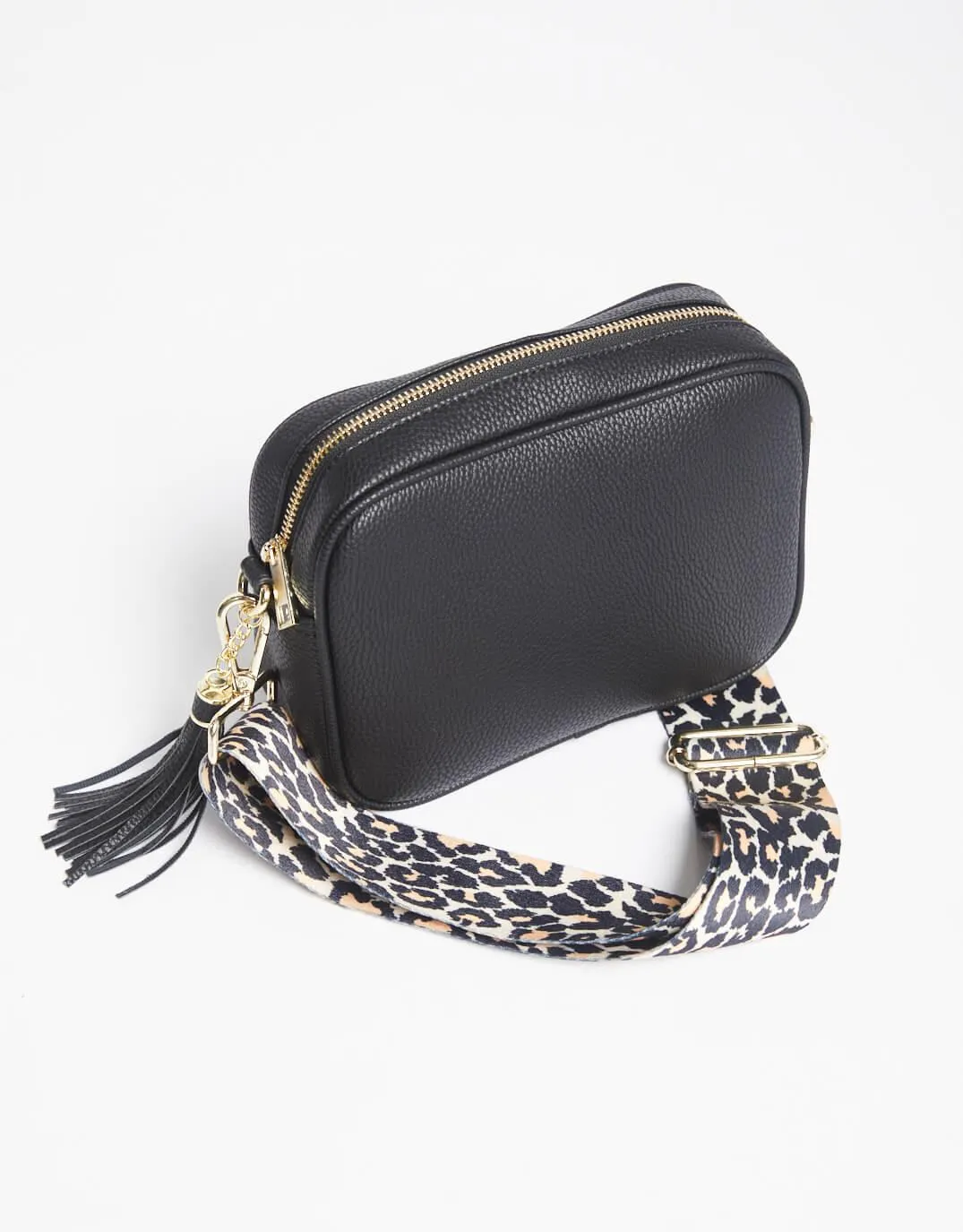 Zoe Crossbody Bag - Black & Tan Leopard